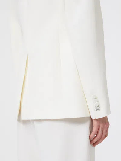 Max Mara Satin-trimmed Virgin Wool Gabardine Blazer In White