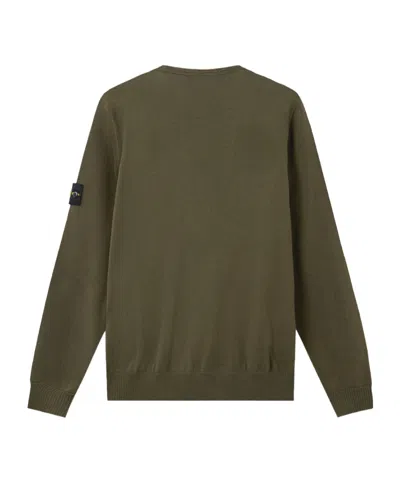 Stone Island Crew Neck Sweater Ribbed Cuffs In Green