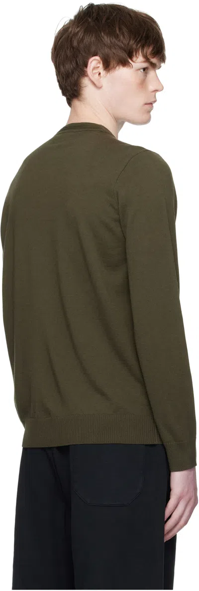 Stone Island Crew Neck Sweater Ribbed Cuffs In Green