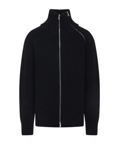 Dries Van Noten Black Wool Zip-up Cardigan In Black