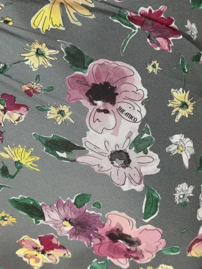 Attico Floral Printed Asymmetric Draped Midi Skirt In Multi