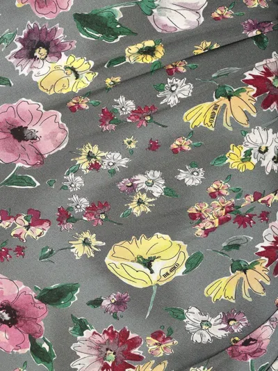 Attico Floral Printed Asymmetric Draped Midi Skirt In Multi