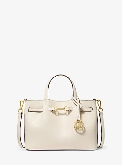 Michael Kors Carson Small Pebbled Leather Satchel In White