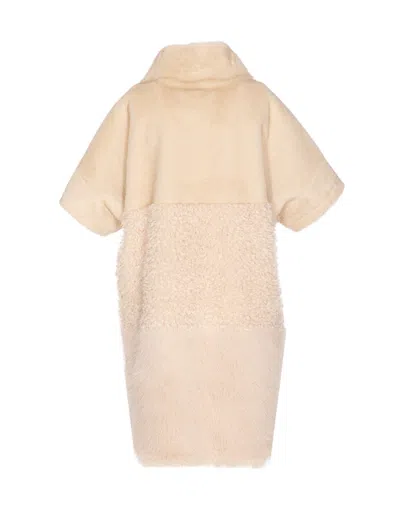 Bully Sword Latte Mix Brown Fake Fur Coat In Multi