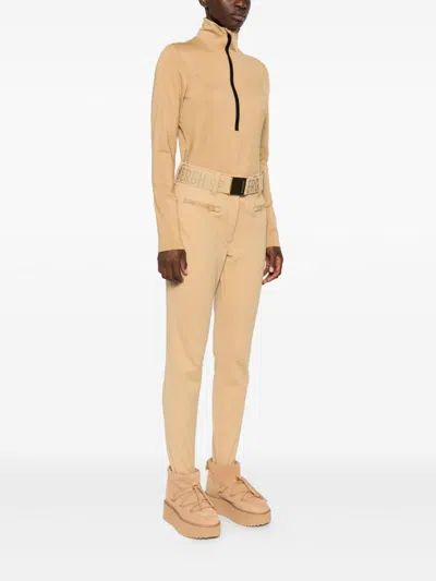 Goldbergh Beige Belted Zipped Trousers In Nude