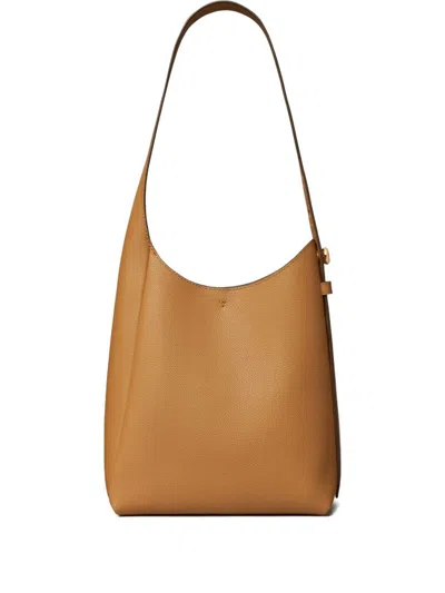 Tory Burch Light Brown Leather Hobo Romy Small Shoulder Bag In Nude
