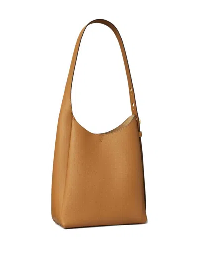 Tory Burch Light Brown Leather Hobo Romy Small Shoulder Bag In Nude