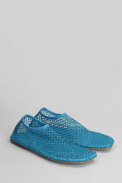 Christopher Esber Minette Flat Ballet Flats In Cyan Nylon And Leather In Blue