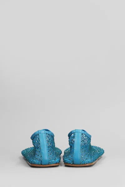 Christopher Esber Minette Flat Ballet Flats In Cyan Nylon And Leather In Blue