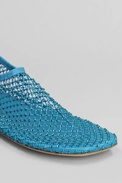 Christopher Esber Minette Flat Ballet Flats In Cyan Nylon And Leather In Blue