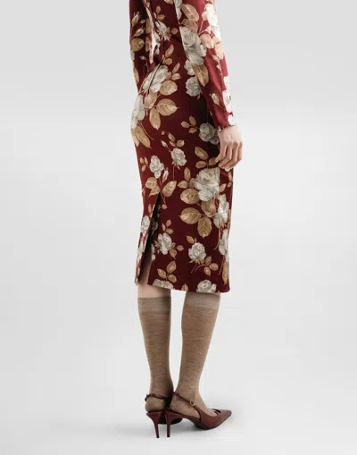 Dolce & Gabbana Dolce&gabbana Burgundy Satin Dress With Floral Print Women In Multi