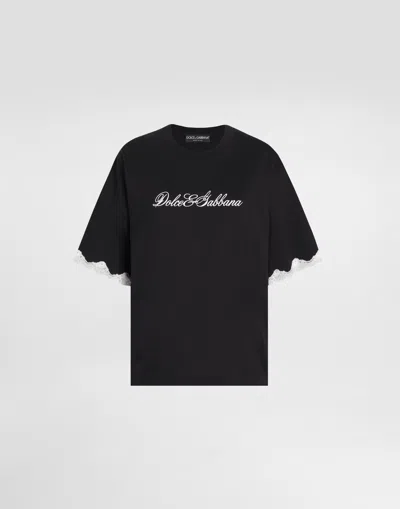 Dolce & Gabbana Jersey T-shirt With Embroidery In Black