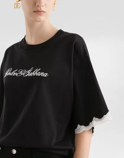 Dolce & Gabbana Jersey T-shirt With Embroidery In Black