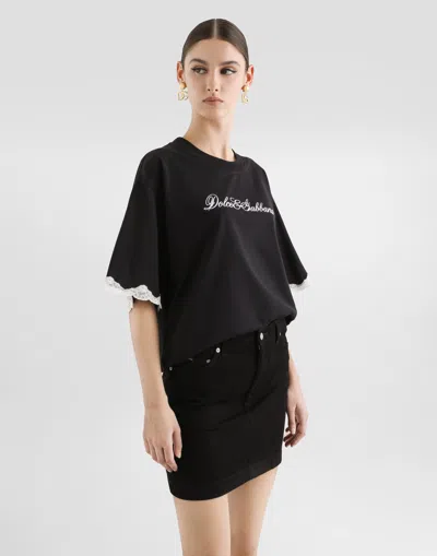 Dolce & Gabbana Jersey T-shirt With Embroidery In Black