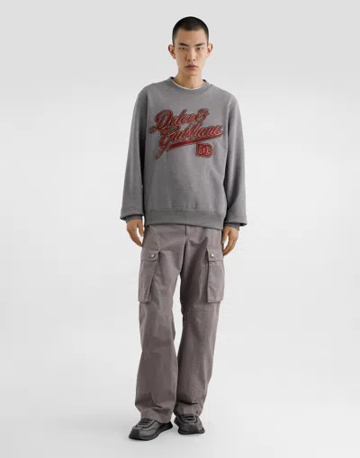 Dolce & Gabbana Jersey With Embroidery In Gray