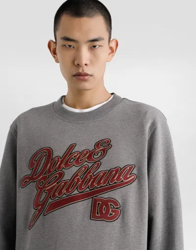 Dolce & Gabbana Jersey With Embroidery In Gray