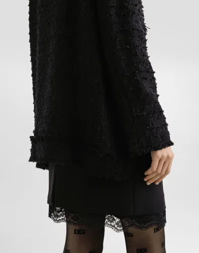 Dolce & Gabbana Wool Jacket With Embroidered Trim In Black