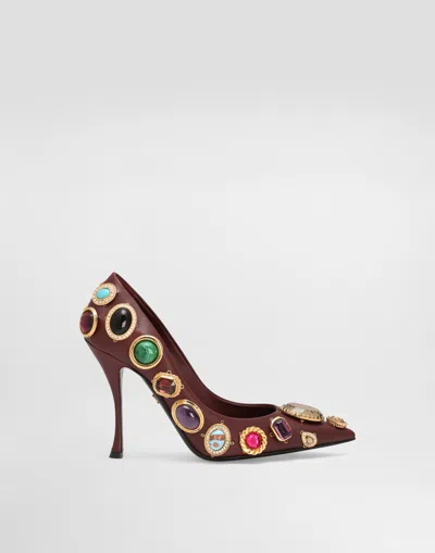 Dolce & Gabbana Pumps With Stone Embroidery In Multi