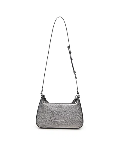 Coccinelle Chain-embellished Leather Cross Body Bag In Silver