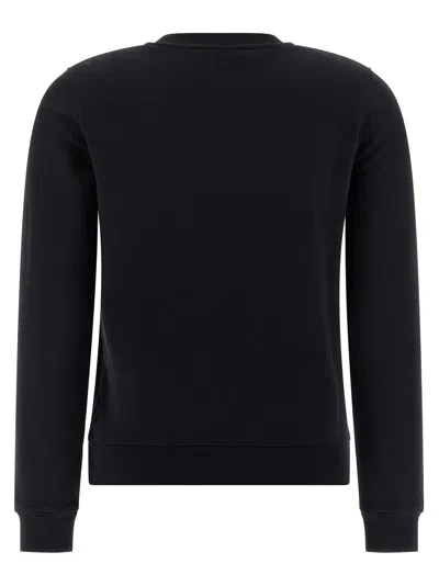 Maison Kitsuné Fox Embroidered Cotton Sweatshirt With Crew Neck In Black