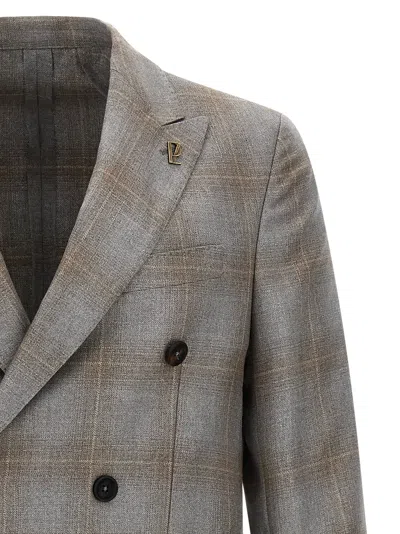 Pal Zileri Double-breasted Blazer Featuring Notch Lapel In Gray