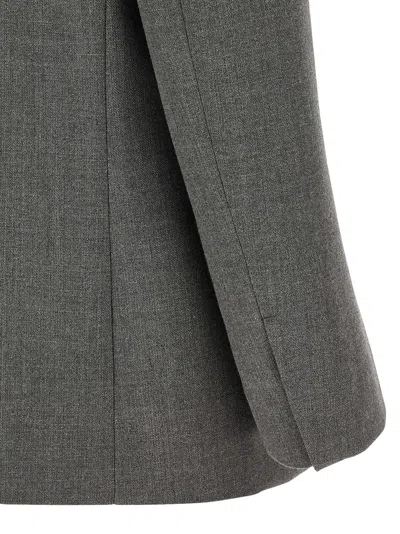 Jil Sander Double-breasted Textured Wool Blazer With Flap Pockets In Gray
