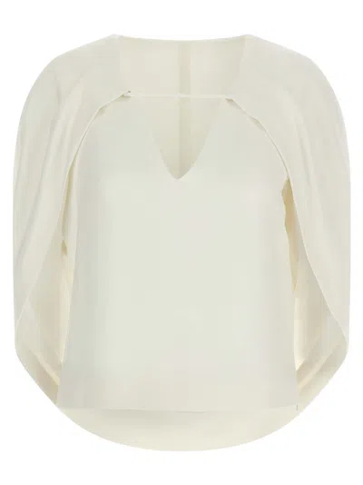 Alberta Ferretti Cape-inspired Stretch Cady Top With Draped Elegance In Neutral