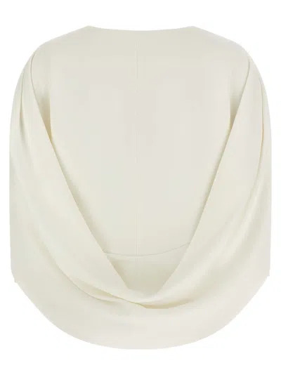 Alberta Ferretti Cape-inspired Stretch Cady Top With Draped Elegance In Neutral
