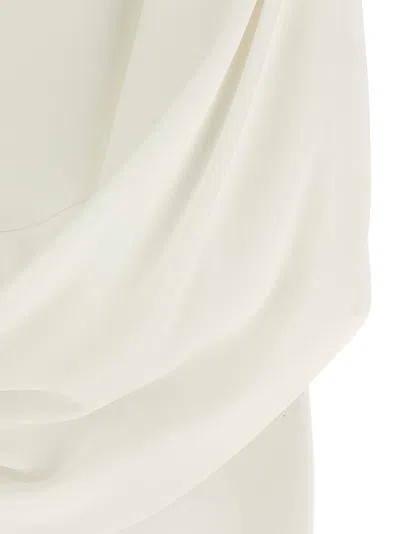 Alberta Ferretti Cape-inspired Stretch Cady Top With Draped Elegance In Neutral