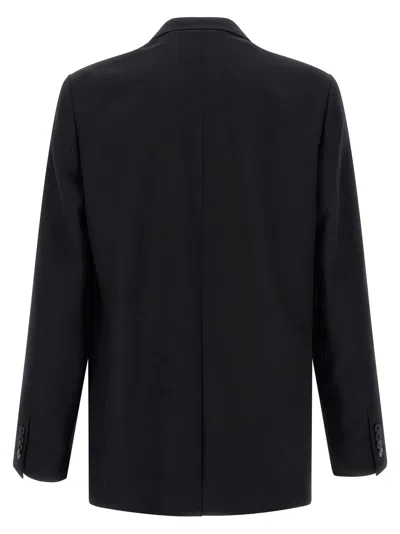 Dries Van Noten Double Breasted Wool Jacket With Notched Lapels In Black