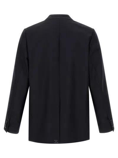 Dries Van Noten Double Breasted Wool Jacket With Notched Lapels In Blue
