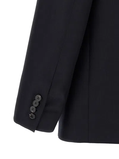 Dries Van Noten Double Breasted Wool Jacket With Notched Lapels In Blue