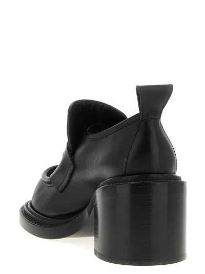 Moschino Block Heel Loafers Pull Tab In Black
