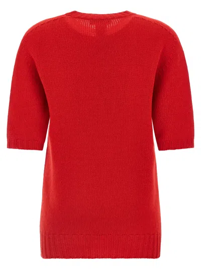 Fabiana Filippi Short Sleeve Cashmere Knit Sweater In Red