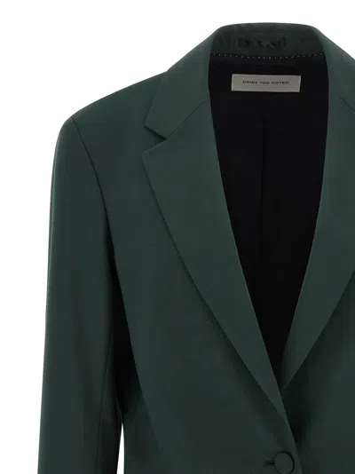 Dries Van Noten Single Breasted Blazer In Green