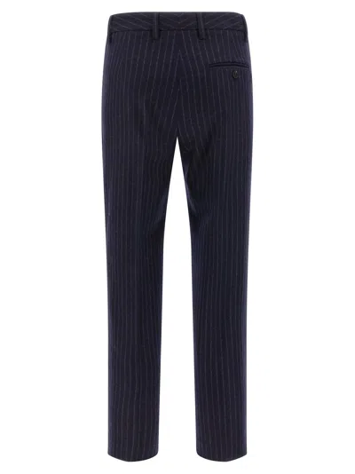 Alberto Biani Pinstripe Trousers With Belt Loops And Pocket In Blue