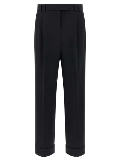 Alberto Biani Tailored Trousers With Cuffed Hem And Pleats In Black