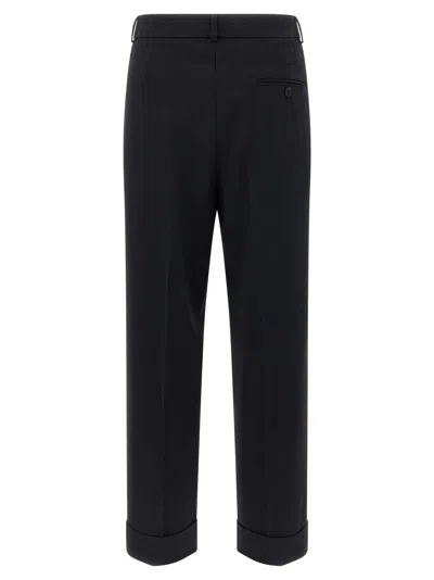 Alberto Biani Tailored Trousers With Cuffed Hem And Pleats In Black