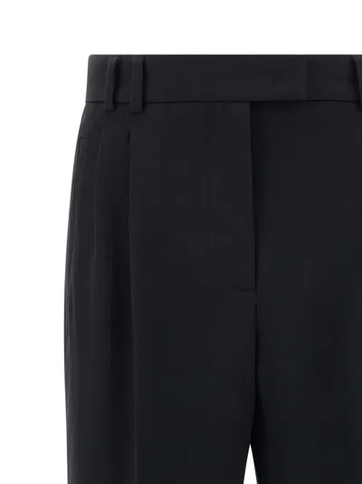 Alberto Biani Tailored Trousers With Cuffed Hem And Pleats In Black
