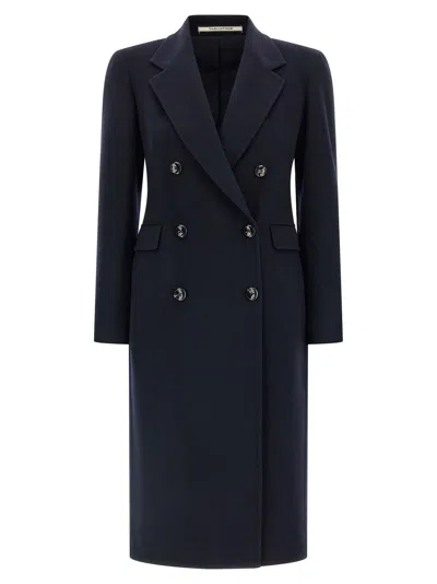 Tagliatore Double-breasted Coat Notched Lapels In Blue