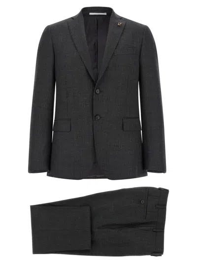 Pal Zileri Single-breasted Suit Jacket Featuring Flap Pockets In Gray