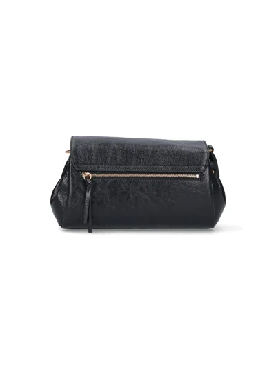Dries Van Noten Textured Leather Shoulder Bag With Gold-tone Buckle Closure In Black