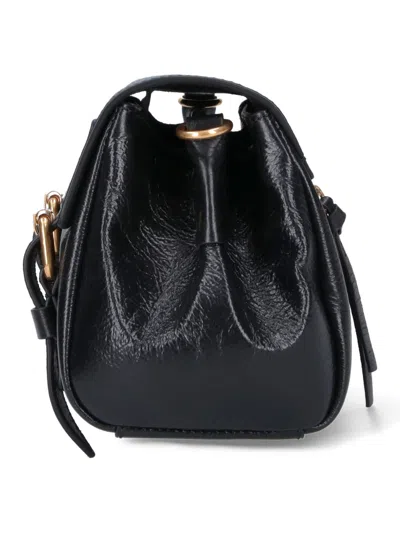 Dries Van Noten Textured Leather Shoulder Bag With Gold-tone Buckle Closure In Black