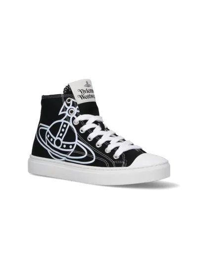 Vivienne Westwood High-top Sneakers With Graphic Emblem And Textured Sole In Black