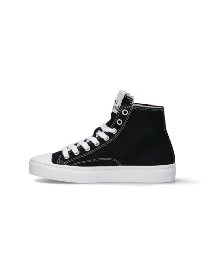 Vivienne Westwood High-top Sneakers With Graphic Emblem And Textured Sole In Black