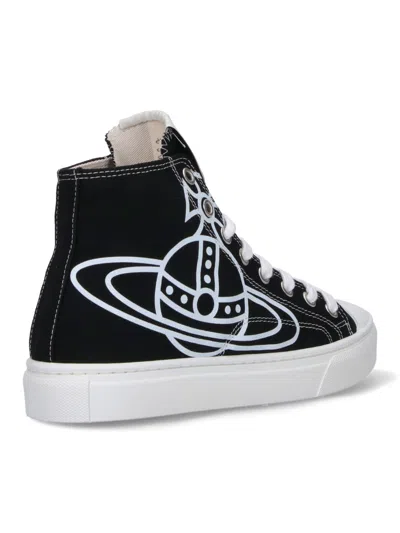Vivienne Westwood High-top Sneakers With Graphic Emblem And Textured Sole In Black