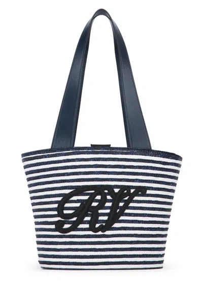 Roger Vivier Small Striped Tote Bag With Dual Handles
