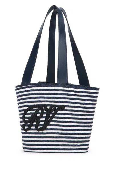 Roger Vivier Small Striped Tote Bag With Dual Handles