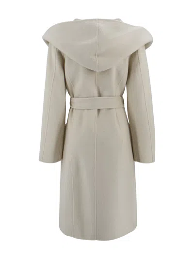 P.a.r.o.s.h Parosh Reversible Knee-length Wool Coat With Hood And Matching Belt In Neutral