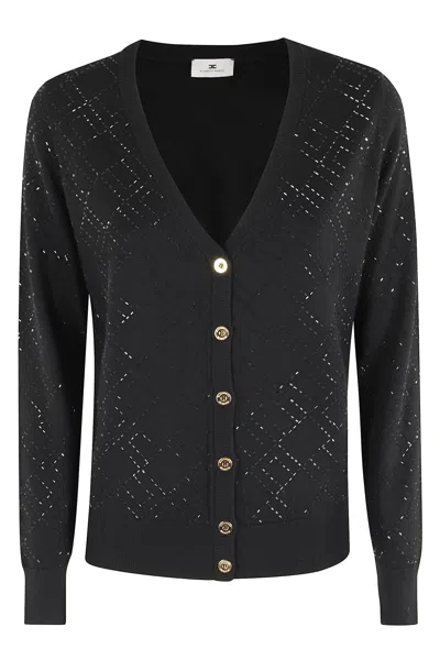 Elisabetta Franchi Knitted Sweater In Black